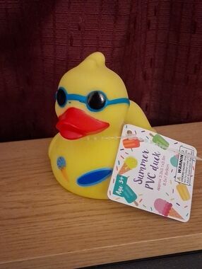 Rubber Duck with Red Beak and Blue Sunglasses